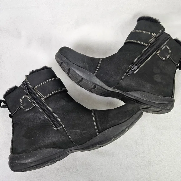 Clarks Suede Leather Roswell Ankle Boot Black Size 11 - Picture 9 of 9